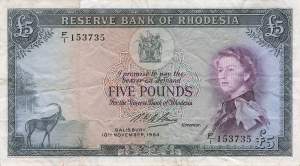 5 Pounds Rhodesien 1964 p26a